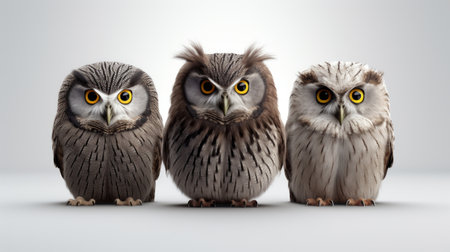 Generative AI Mysterious owls perched in different poses.の素材