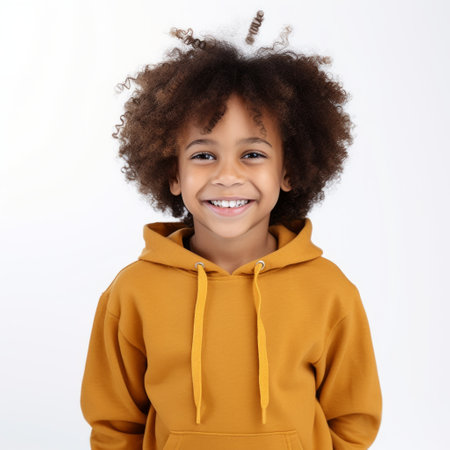 Stock image of a child in casual clothing on a white background Generative AIの素材
