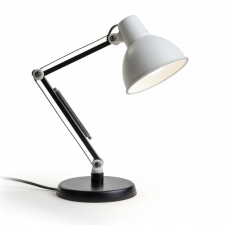 Stock image of an office table lamp on a white background, adjustable, task lighting Generative AIの素材
