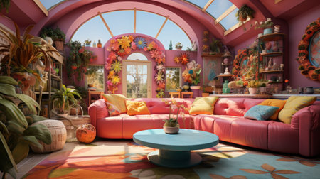 Generative AI Cheerful room of wonder, vibrant huesの素材