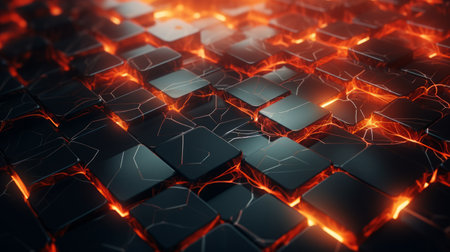 Generative AI Digital mosaic patterns constructing a dynamic and futuristic abstract background.の素材