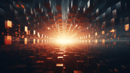 Generative AI Distorted grids and patterns forming an intriguing and abstract visual landscapeの素材