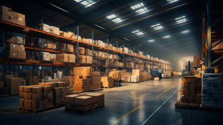 Generative AI Storage Warehouse Interior Viewの素材