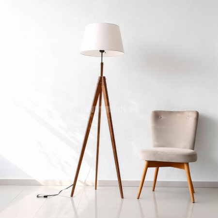 Stock image of a floor lamp on a white background, ambient lighting, space illumination Generative AIの素材