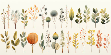 Generative AI Vintage-style cute summer tree clipartの素材