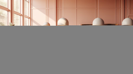 Generative AI Mockup of takeaway coffee cup in light-themed cafeの素材