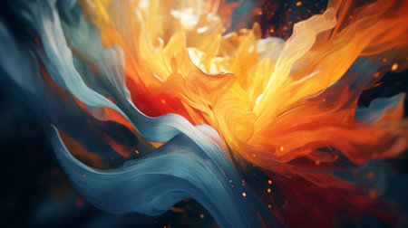 Generative AI Chaotic and dynamic brushstrokes evolving into an abstract and expressive background.の素材