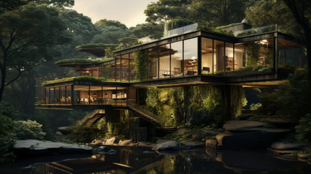 Generative AI Elevated Forest Dwellingの素材