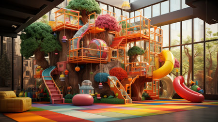 Generative AI Interactive children's paradise, educational playの素材