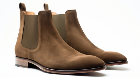 Men's suede Chelsea boots in dark brown Generative AIの素材