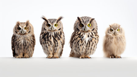 Generative AI Mysterious owls perched in different poses.の素材