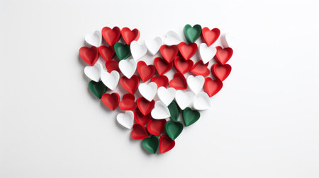 Generative AI Heart in the form of an Italian flag on a white background Installation elegant white backgroundの素材