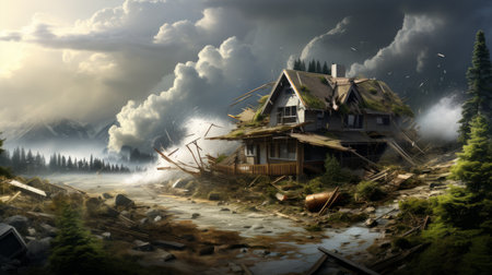 Generative AI Natural disaster resilience with eco-friendly building designs and disaster preparednessの素材