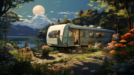 Generative AI Mobile Residence Amid Parklandの素材