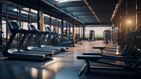Generative AI Modern fitness center equipped with state-of-the-art exercise machines.の素材