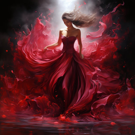 Generative AI futuristic woman's porter in ruby tonesの素材