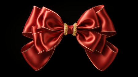 Generative AI Petite Red Bow with Delicate Gold Trimmingsの素材