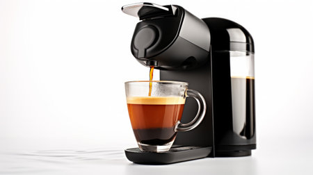 Single-serve pod coffee maker in black Generative AIの素材