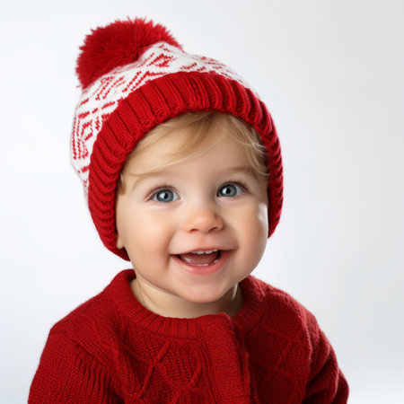 Stock image of a toddler in a festive outfit on a plain white background Generative AIの素材