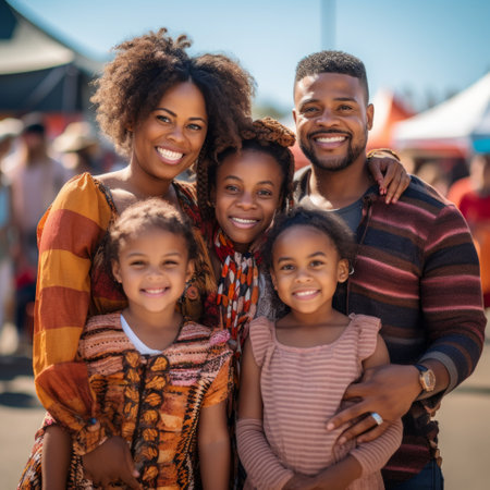 Stock image of a family participating in a cultural festival or event, diversity and joy Generative AIの素材