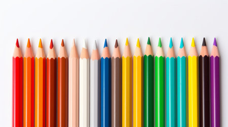 Set of colored pencils lined up Generative AIの素材