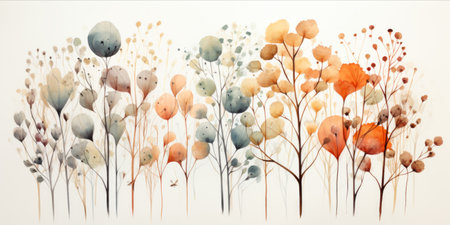 Generative AI Whimsical watercolor tree clipartの素材
