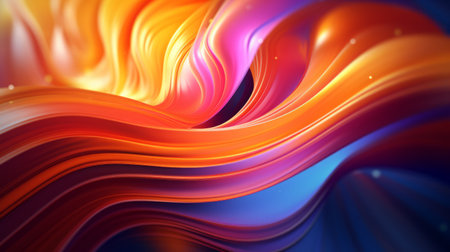 Generative AI Whirls and twirls of vibrant colors emanating energy in an abstract backdrop.の素材
