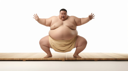 Generative AI A sumo wrestler practicing fundamental moves and techniques in a dohyoの素材