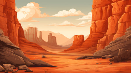 Generative AI A majestic canyon with layered rock formations.の素材