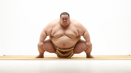 Generative AI A sumo wrestler practicing fundamental moves and techniques in a dohyoの素材