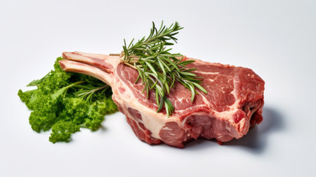 A succulent veal shank captured in a close-up realistic photo against a white background Generative AIの素材