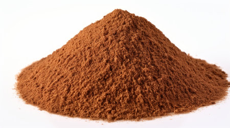 Close-up realistic photo of a small mound of teff grains on a white background Generative AIの素材
