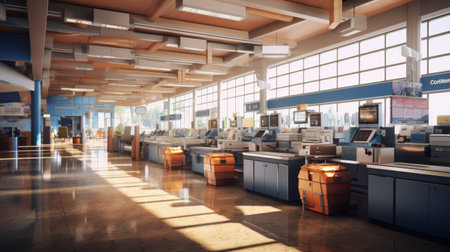 Generative AI Deserted Airport Check-In Countersの素材