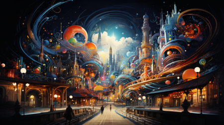 Generative AI Enigmatic carnival maze, vibrant chaosの素材