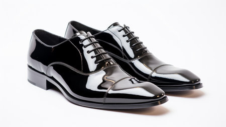 Men's formal patent leather oxfords in black Generative AIの素材