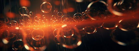 Generative AI Layers of translucent circles overlapping to produce an abstract and ethereal scene.の素材