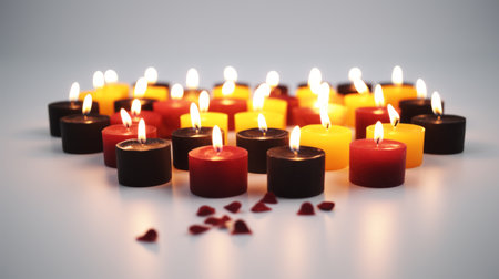Generative AI multi-colored candles on a white backgroundの素材