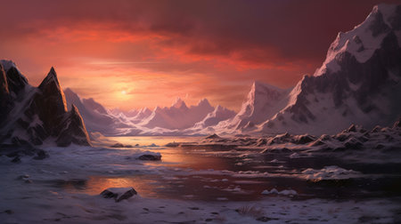 Generative AI Photorealistic depiction of Antarctic twilightの素材