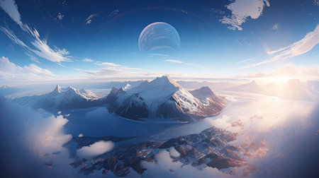 Antarctic horizon at sunset Generative AIの素材