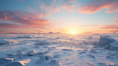 Antarctic horizon at sunset Generative AIの素材