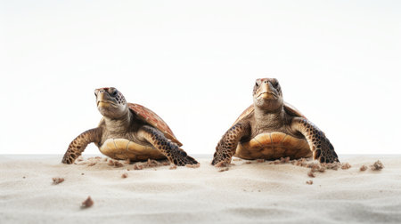 Enchanting sea turtles side by side. Generative AIの素材