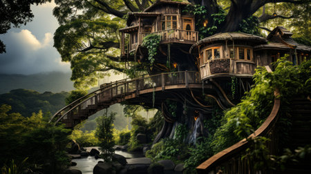 Rustic Treehouse Retreat Generative AIの素材