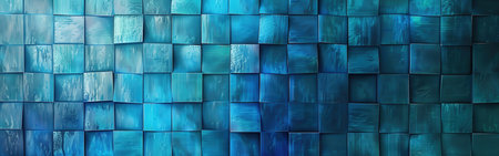 A blue wall with squares of different sizesの素材