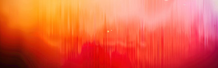 A blurred background image with a gradient from orange to red. The background has a soft, hazy appearance with vertical lines throughout. The lines are blurred, creating a sense of motion.の素材