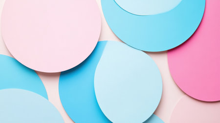 Soft pastel circles in shades of pink and blue overlap, creating a visually appealing composition. This arrangement serves as inspiration for contemporary design projects and creative endeavors.の素材