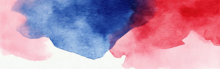 This artwork features a striking watercolor palette with rich crimson and deep blue tones blending seamlessly. The colors create an engaging visual flow that captivates the viewer's attention.の素材