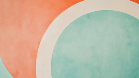 Soft arcs of pastel mint and coral blend seamlessly, forming a calming and elegant composition. The colors evoke a serene atmosphere, perfect for relaxation and inspiration.の素材