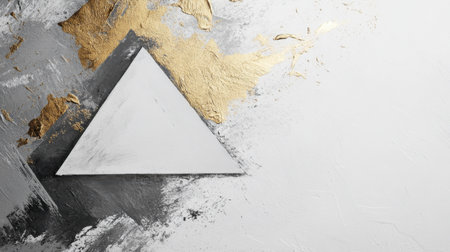 A simple pencil is positioned against an abstract white background featuring soft textures and gold accents. This arrangement stimulates thoughts of creativity, minimalism, and artistic expression.の素材