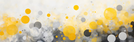 Soft gray and pale yellow bokeh dots are scattered across the surface, creating an abstract design that evokes tranquility and warmth, perfect for creative projects or calming decor.の素材