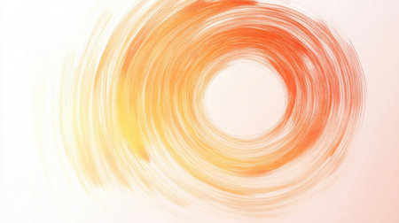 A circular pattern features smooth pencil strokes blending orange and yellow hues. The artwork demonstrates a gradient effect with lively movement and energy throughout the design.の素材
